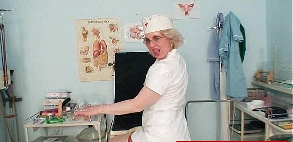  Perverted Lady in nurse uniform shows huge boobs